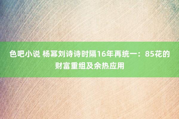 色吧小说 杨幂刘诗诗时隔16年再统一：85花的财富重组及余热应用