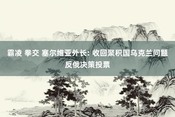 霸凌 拳交 塞尔维亚外长: 收回聚积国乌克兰问题反俄决策投票