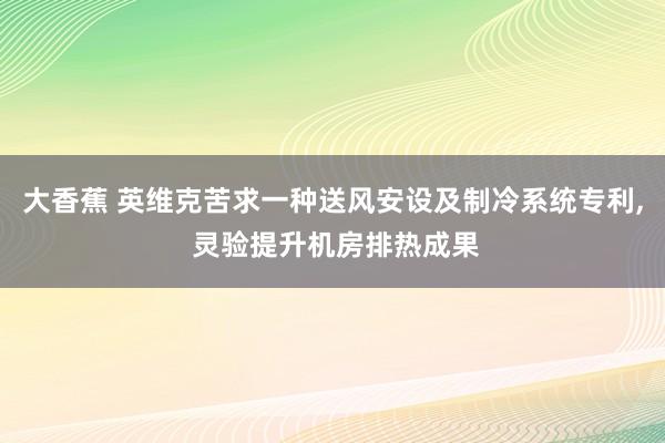 大香蕉 英维克苦求一种送风安设及制冷系统专利， 灵验提升机房排热成果